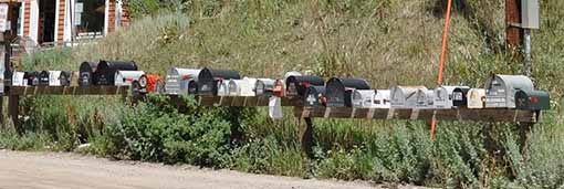 line of mail boxes